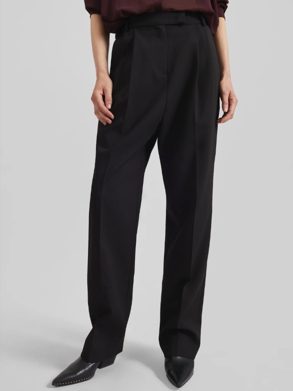 The Frankie Shop Bea Black Suit Pants Straight Leg High Rise Trouser Size Medium